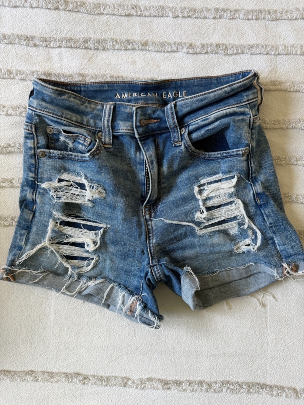 American Eagle Outfitters Distressed Blue Denim Cutoff Shorts